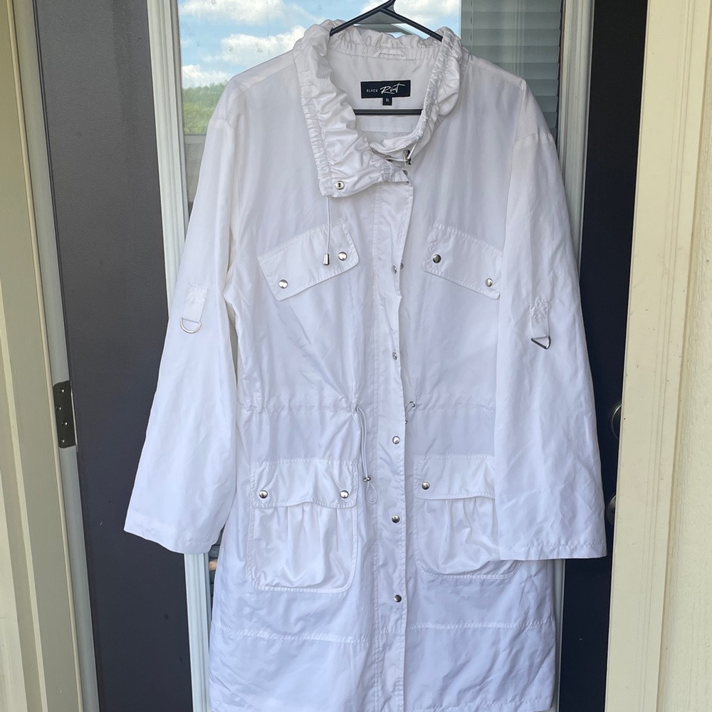 Black Rivet White Raincoat/Windbreaker-XL